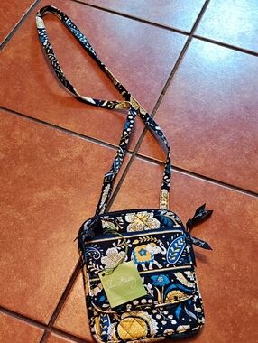 Vera Bradley Navy, Yellow & White Floral Quilted Crossbody